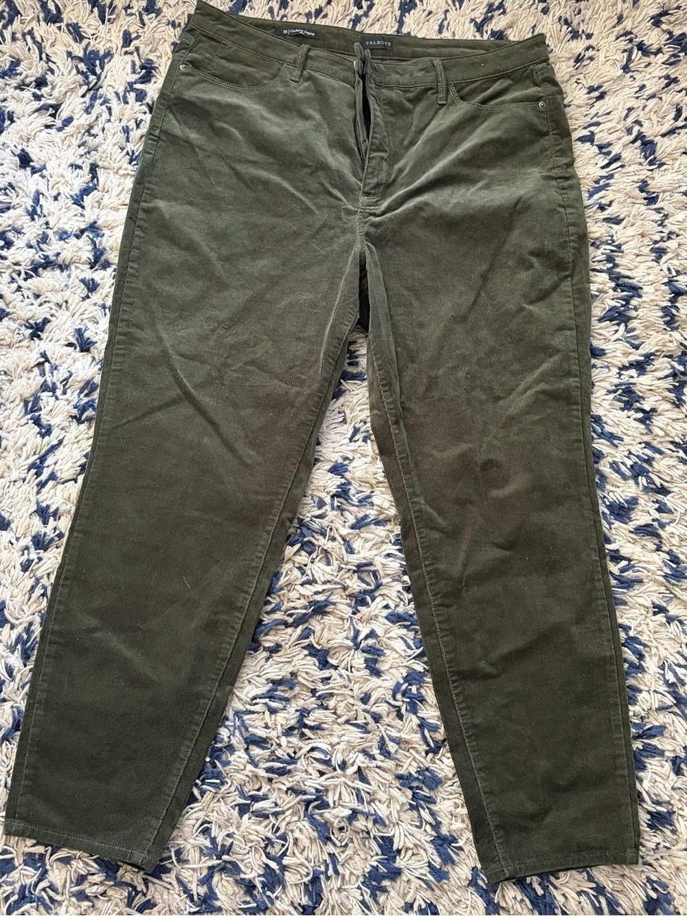Talbots Olive Green Corduroy Jeggings size 18